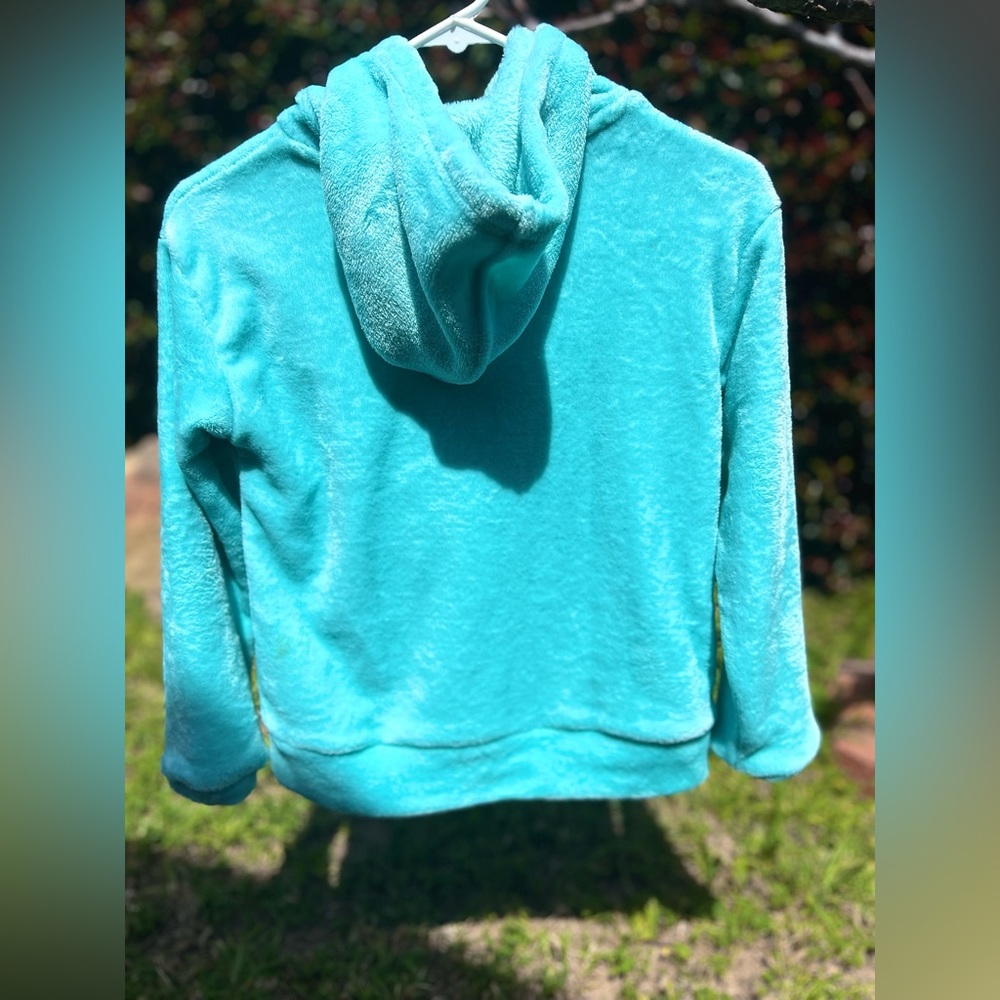 Calvin Klein- Teal Fuzzy Hooded Pull-Over Jacket || Kids M